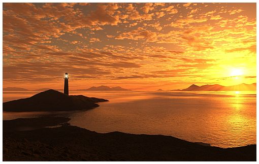 Lighthouse At Sunset